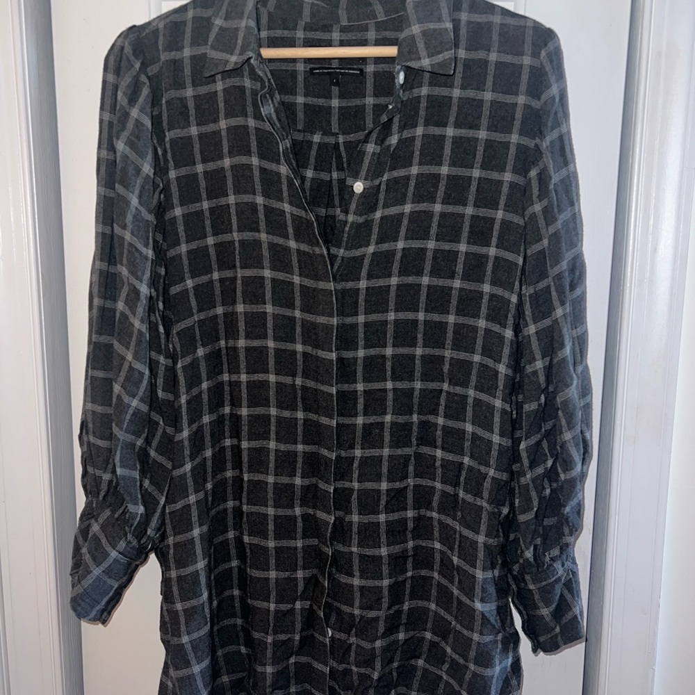 Something Navy Charcoal and White Checkered Shirt
